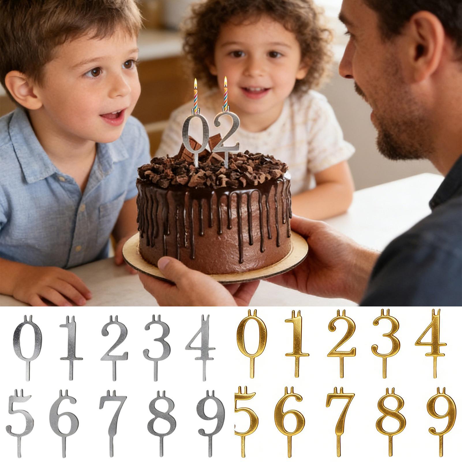 Candle Making Supplies - 10pcs 0-9 Number Cake Toppers Metal