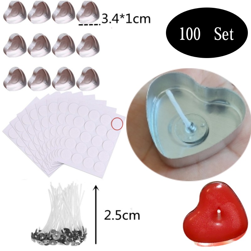 100 Sets Heart shaped Empty Al - đánh giá và giá Candle Making Kits