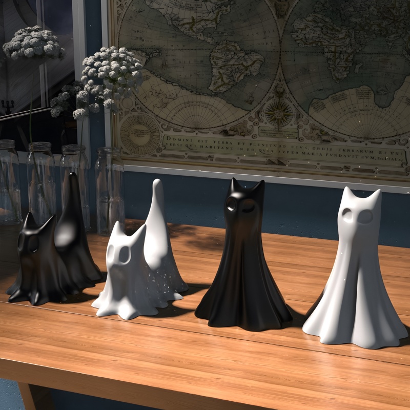 Ghost Cat Halloween Desktop Or - đánh giá và giá Candle Making Factory