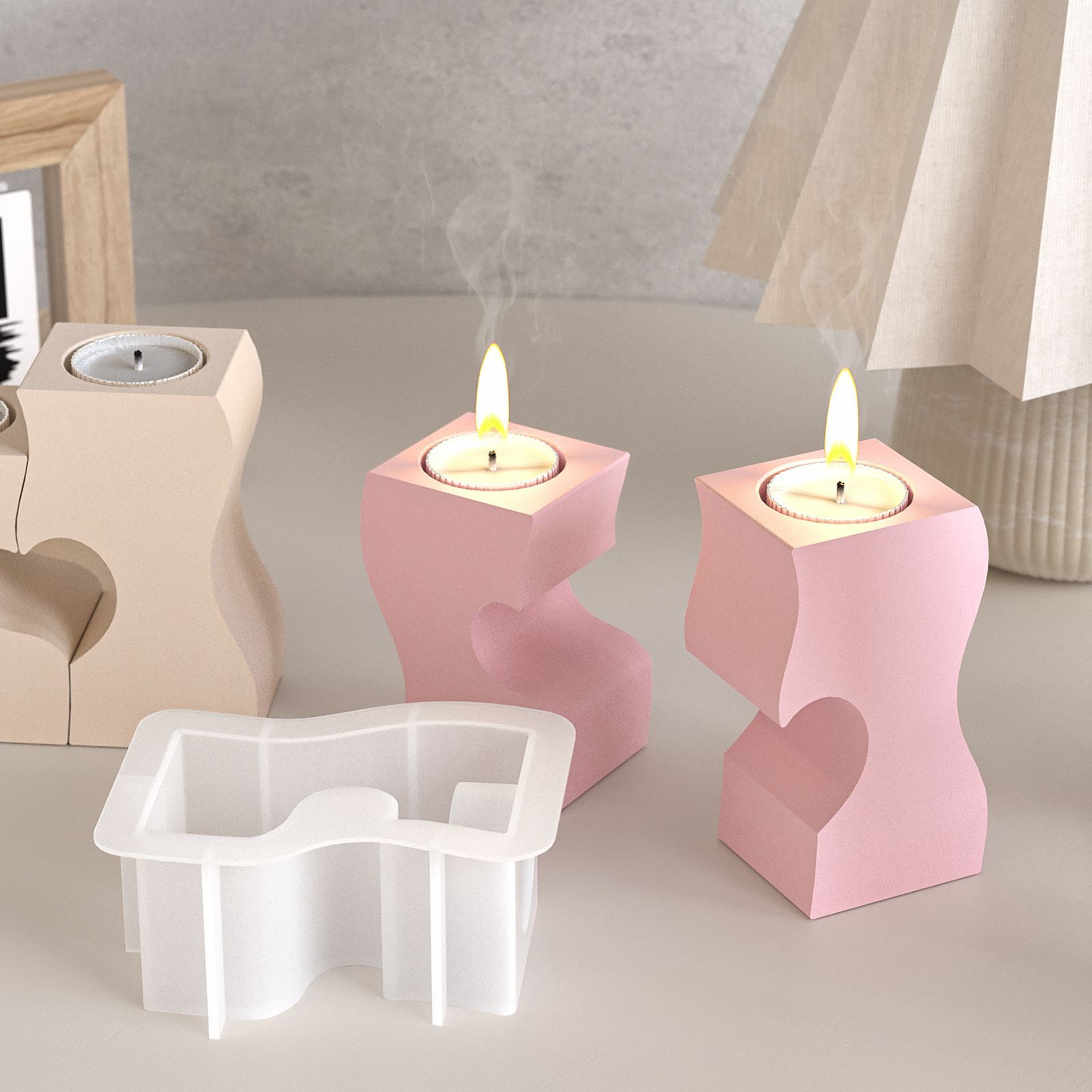 S Heart Candlestick Silicone M - đánh giá và giá Candle Making Factory