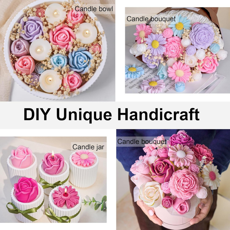 5Flower Candle Mold Set，3D Flo - đánh giá và giá Candle Making Jelly