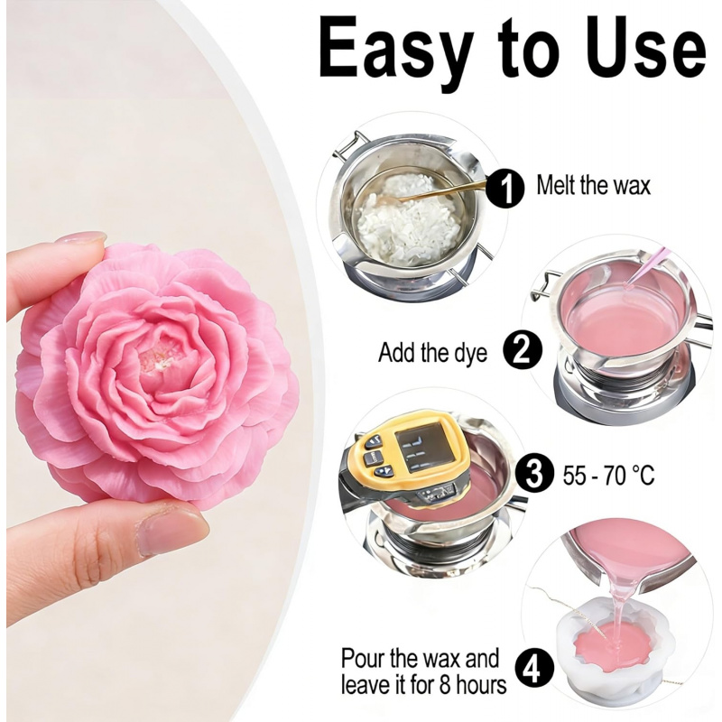 5Flower Candle Mold Set，3D Flo - đánh giá và giá Candle Making Jelly